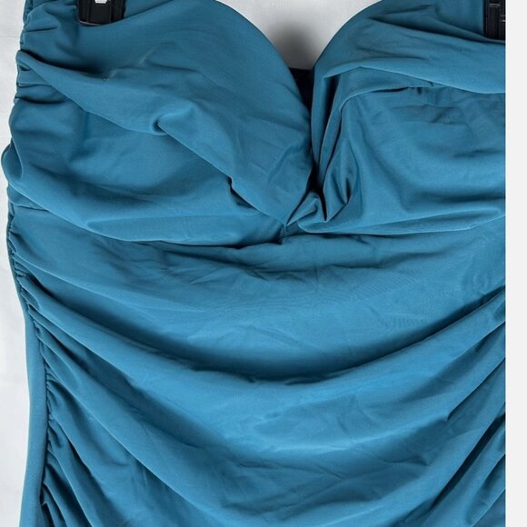 NWT Miraclesuit Blue Barcelona Strapless Swimsuit 12 Underwire Tummy Control - Picture 3 of 6